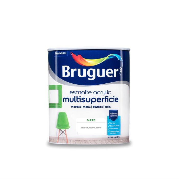 Bruguer Esmalte acrílico multisuperficie blanco permanente mate 0,750l 5069889 para interior y exterior 0 Bruguer Esmalte acrílico multisuperficie blanco permanente mate 0,750l 5069889 para interior y exterior 0