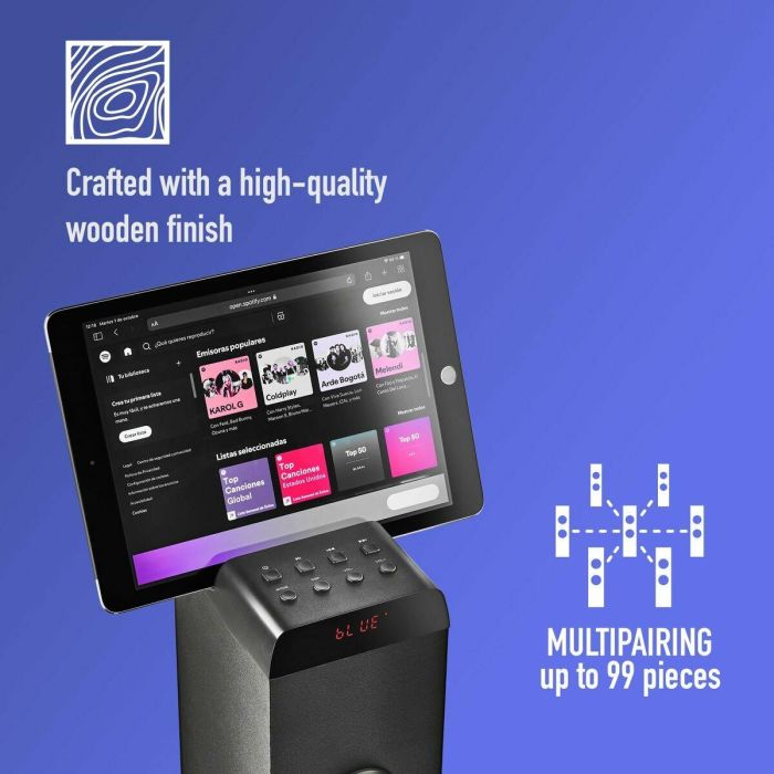 NGS SKYCHARMPRO Torre de Sonido 50W Bluetooth 5.4 con Broadcasting, USB, Óptica, Auxiliar y Radio FM 13