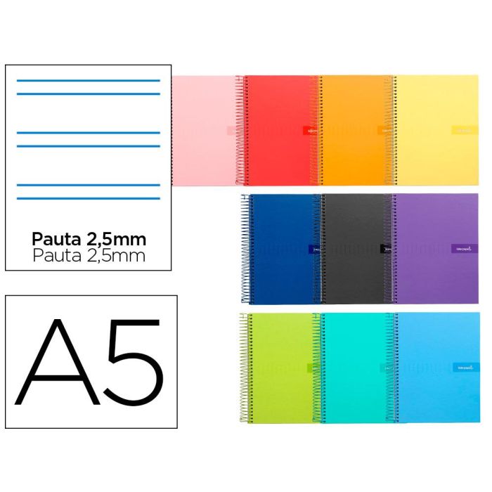 Cuaderno Espiral Liderpapel A5 Crafty Tapa Forrada 80H 90 gr Milimetrado 2 mm Colores Surtidos