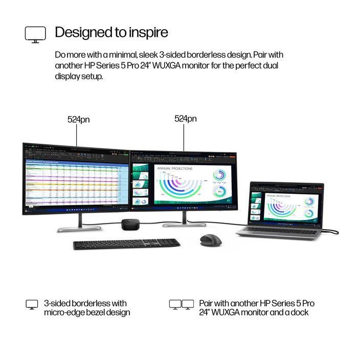 HP Series 5 Pro 24 inch WUXGA Monitor - 524pn PVC Free 9 HP Series 5 Pro 24 inch WUXGA Monitor - 524pn PVC Free 9
