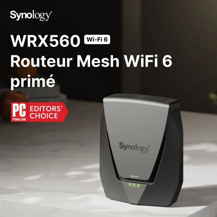 Synology WRX560 Router Wifi 6 1xWAN 3xLAN, Doble Banda Simultánea hasta 2400 Mbps, Puertos Gigabit 4
