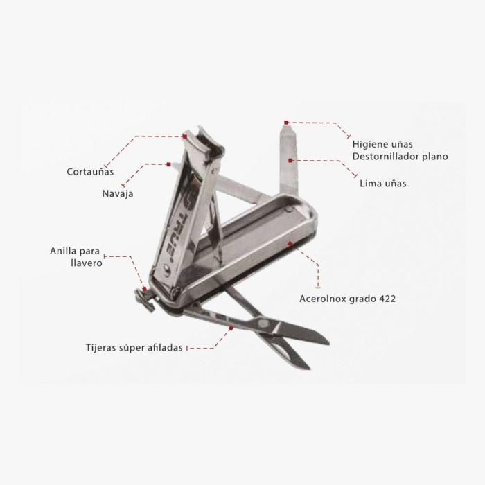 True Nailclip Kit Llavero y Corta Uñas Acero Inoxidable 56 mm 3