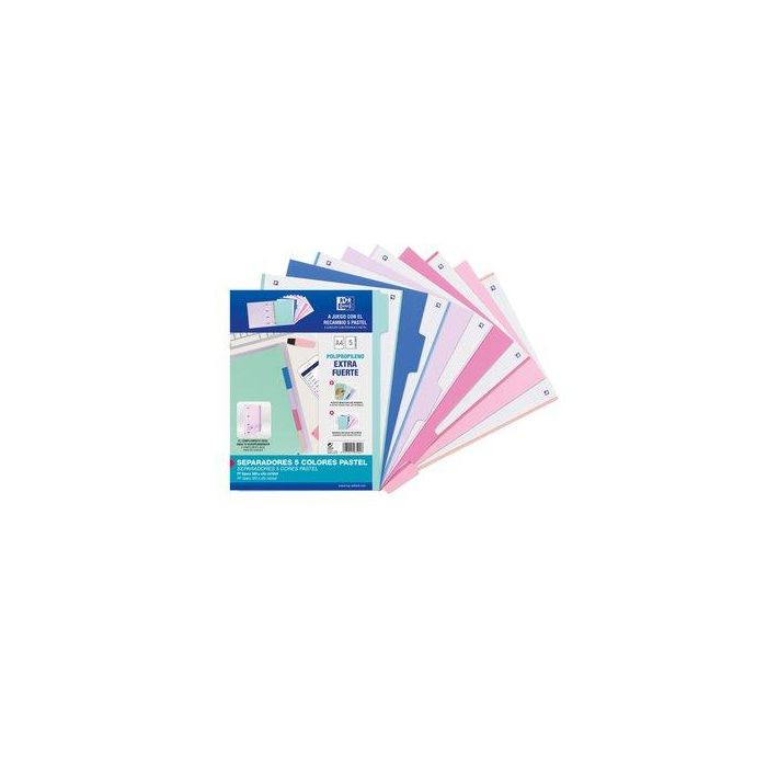 Separadores Oxford Pp A4 5 Pestañas 4 Taladros (5 Colores Pastel)