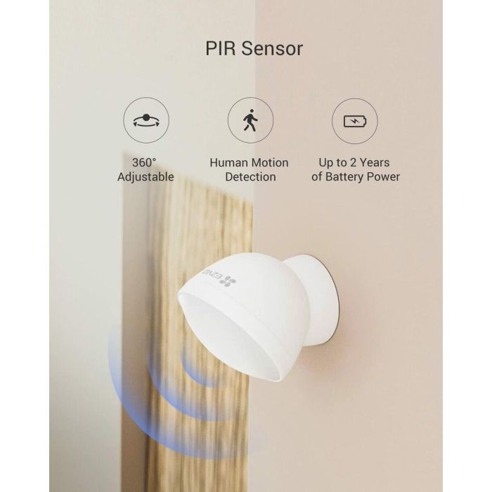 EZVIZ T1C Sensor PIR Inalámbrico ZigBee para Pared, Detección Movimiento 7m, Compatible EZVIZ Home Gateway, Batería 2 Años, Blanco 11