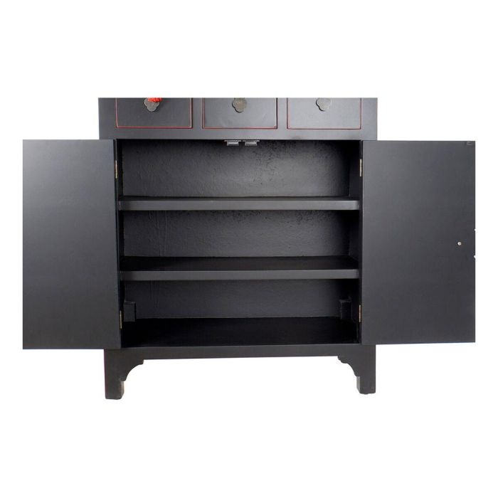 DKD Home Decor Cajonera Oriental Masako con 6 Cajones y 2 Puertas de Madera de Abeto y MDF, Negro y Rojo, 63x27x101 cm 2 DKD Home Decor Cajonera Oriental Masako con 6 Cajones y 2 Puertas de Madera de Abeto y MDF, Negro y Rojo, 63x27x101 cm 2