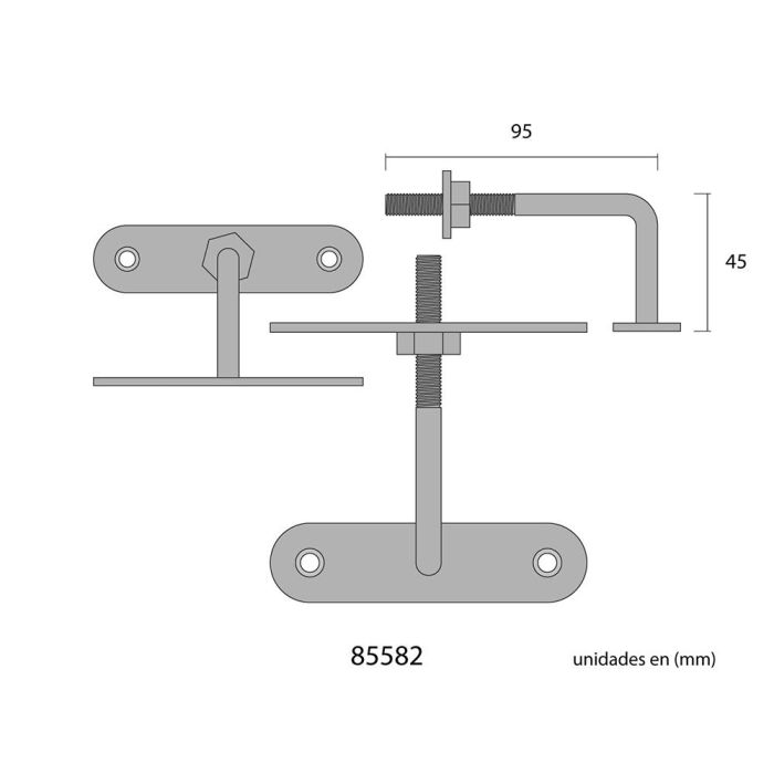 Soporte barandilla regulable zinc cromado 1 Soporte barandilla regulable zinc cromado 1
