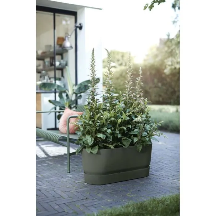 Elho Greenville Terrase 80 Ruedas Jardinera Verde Hoja L 35 x W 78 x H 33,5 cm 2