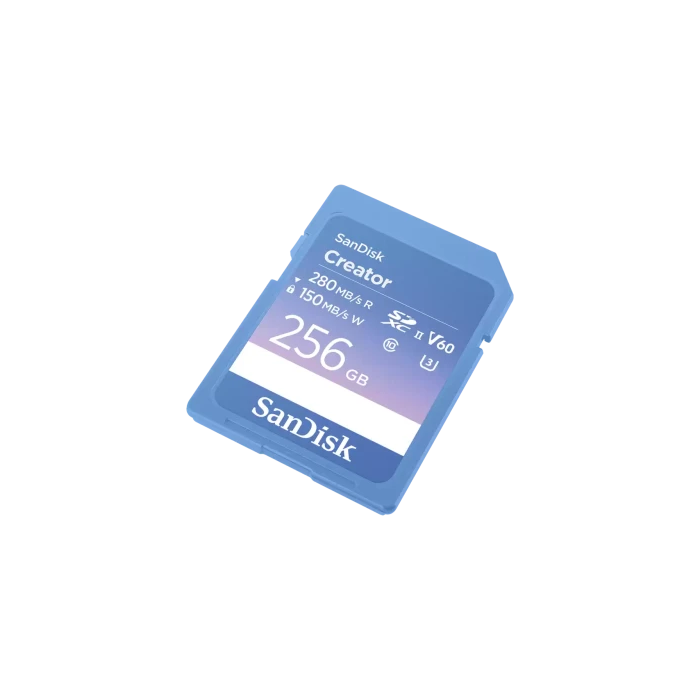 SanDisk SDSDXEP-256G-GNCIS Tarjeta SDXC Creator 256 GB UHS-II Clase 10 U3 V60, Velocidad de Lectura 280 MB/s, Velocidad de Escritura 150 MB/s, Color Azul 1