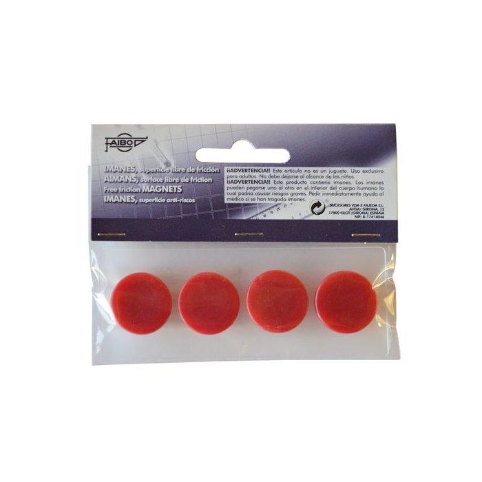 Faibo 4 Imanes Redondos 20 mm Rojo En Blister