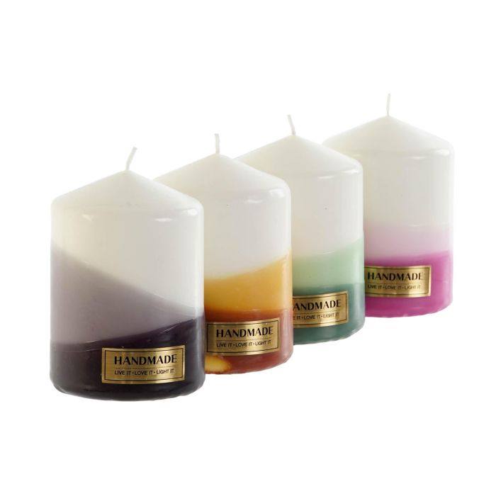 DKD Home Decor Vela Decorativa de Cera 270gr 7x7x10 cm Lote de 12 Velas Bicolor con Variedad de Colores Surtidos 1