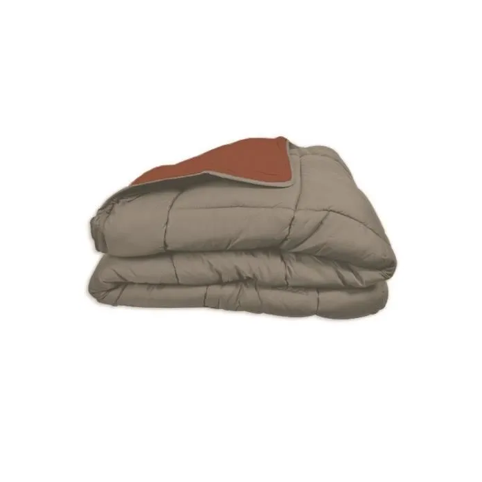 Poyet Motte Edredón CALGARY 400g/m² 240x260 cm Gris Guijarro y Marrón Gitano Microfibra Ignífugo 2