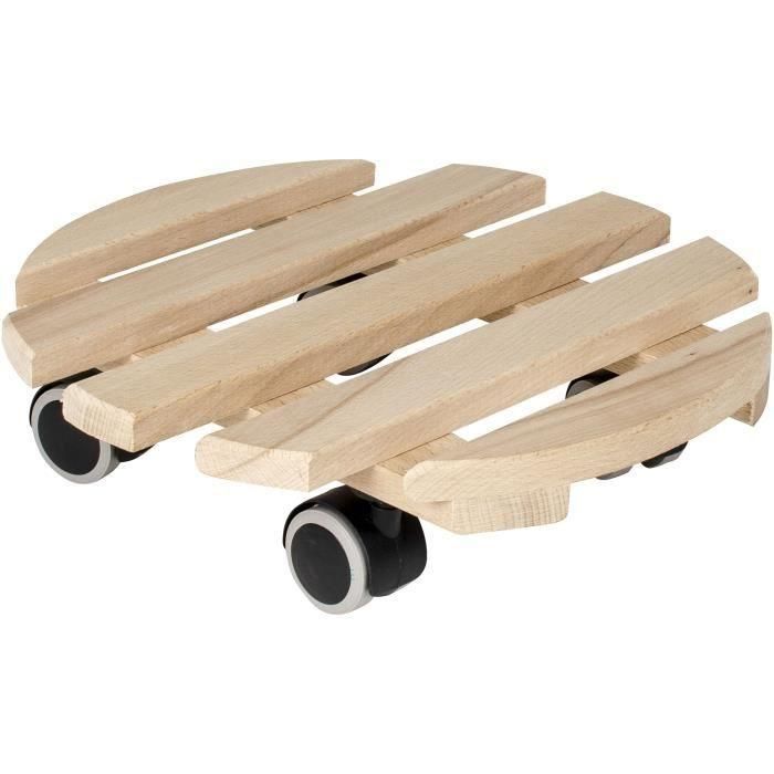 Soporte EDA sobre ruedas Ø 30 cm en madera - 4 ruedas - 30 x 30 x H.8 cm Soporte EDA sobre ruedas Ø 30 cm en madera - 4 ruedas - 30 x 30 x H.8 cm