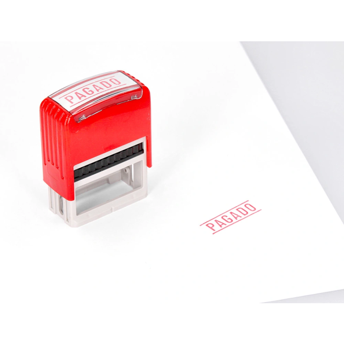 Q-connect Sello Entintado Automático Pagado 14x38 mm Color Rojo 5