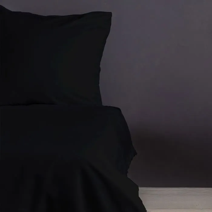 Juego de Cama 220x240 cm + 2 Fundas de Almohada 60x60 cm - 100% Algodón Satén Negro - ASI8684282601265 2 Juego de Cama 220x240 cm + 2 Fundas de Almohada 60x60 cm - 100% Algodón Satén Negro - ASI8684282601265 2