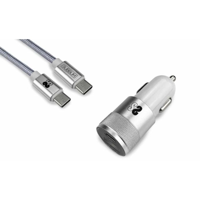 SUBBLIM Cargador coche Dual PD20W+QC3.0+C to C/Lightning S