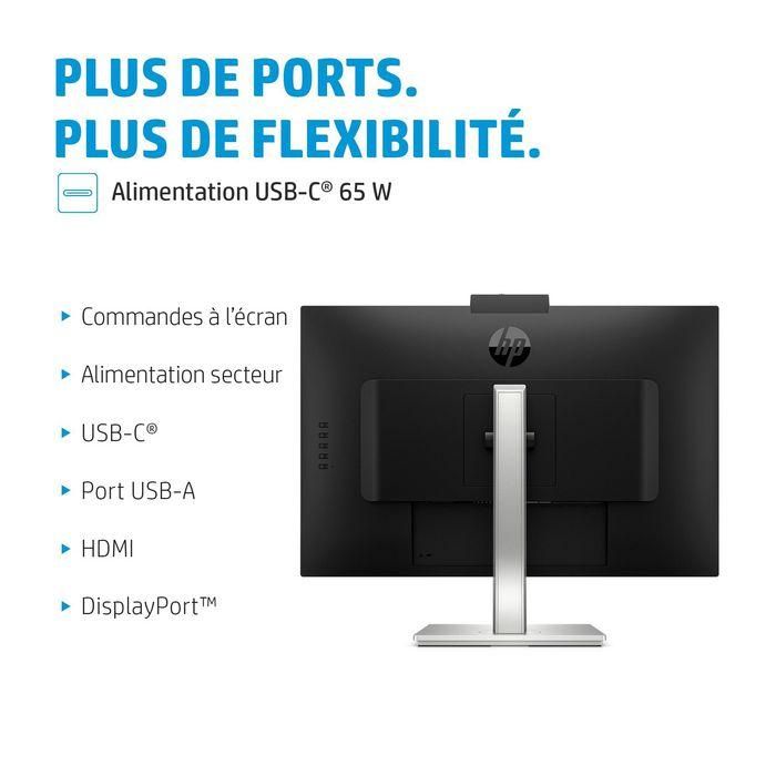 HP E27m G4 Monitor de Conferencias QHD USB-C Certificado Zoom, Webcam 5MP, Altavoces Frontales, Micrófonos Duales, Carga Portátil 65W 12