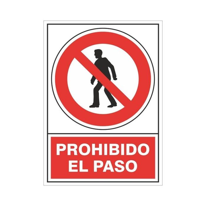 DUVER 410 Señal de Aviso "Prohibido el Paso" de Plástico, Dimensiones 295 x 210 mm