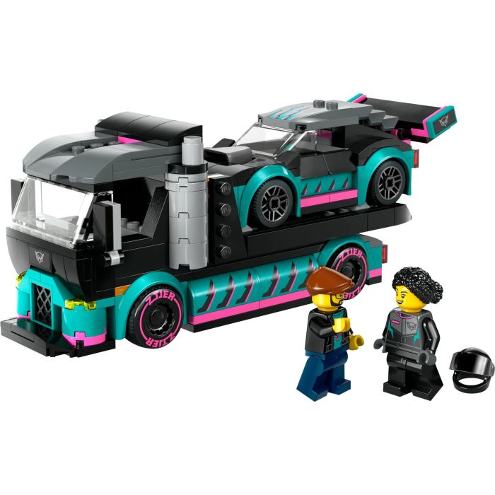 LEGO City Coche de Carreras y Camión de Transporte 60406 - Set de Construcción con 2 Minifiguras 1 LEGO City Coche de Carreras y Camión de Transporte 60406 - Set de Construcción con 2 Minifiguras 1