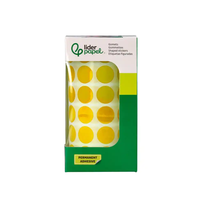 Liderpapel Gomets Circulares Adhesivos 15 mm Amarillo Rollo 2500 Unidades Caja Cartón 3