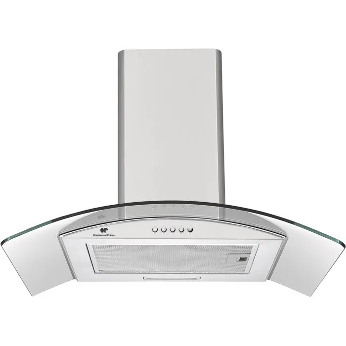 Continental Edison Campana Extractora Decorativa CEH60GS2, Clase A, Acero Inoxidable y Cristal, 60x47x50/84 cm