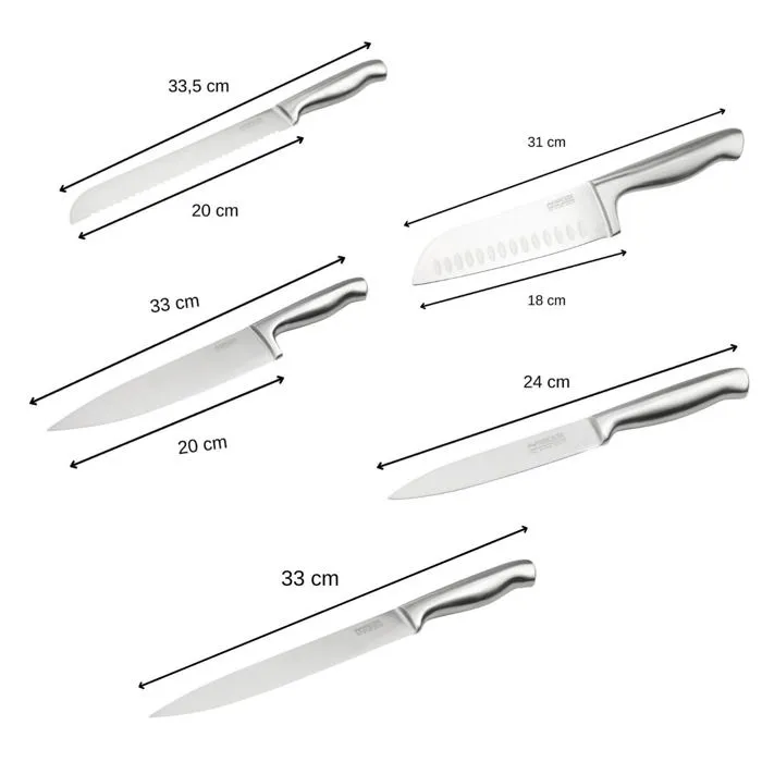 Nirosta Juego de 5 Cuchillos de Cocina Profesionales FAC3176239998085 Acero Inoxidable 24 a 33.5 cm 2 Nirosta Juego de 5 Cuchillos de Cocina Profesionales FAC3176239998085 Acero Inoxidable 24 a 33.5 cm 2