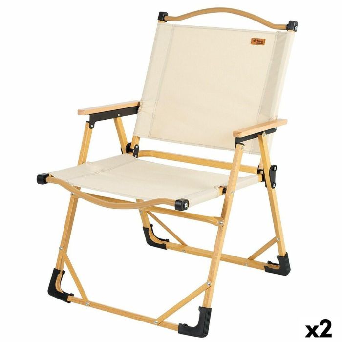 Silla de Camping Plegable Aktive Sabana Tierra 47 x 77 x 51 cm (2 Unidades)