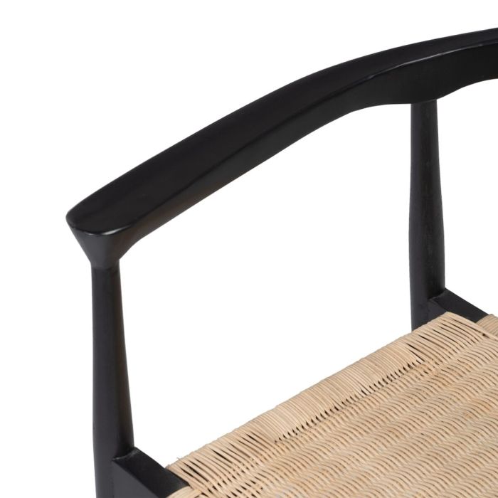 Silla de Comedor Negro Natural Ratán madera de teca 59 x 58 x 76,5 cm 7