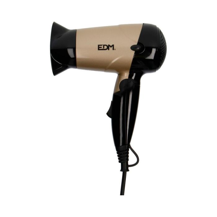Edm Secador de pelo de viaje bi-tension 1000-1200W, mango plegable, 2 velocidades, distribución uniforme del calor 0 Edm Secador de pelo de viaje bi-tension 1000-1200W, mango plegable, 2 velocidades, distribución uniforme del calor 0
