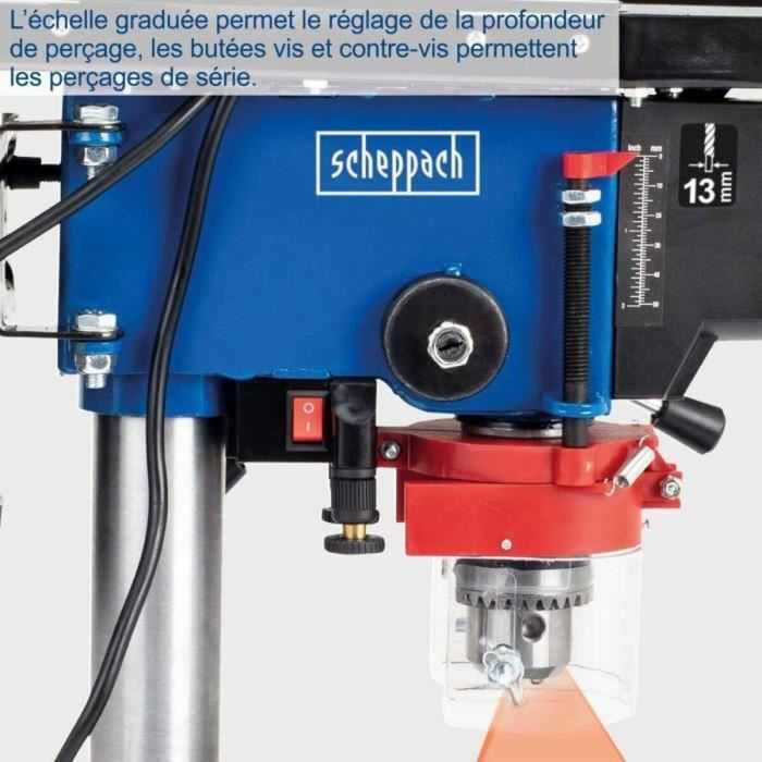SCHEPPACH - Taladro de columna 16 mm 500W con láser cruzado y tornillo incluido - DP16VLS 14