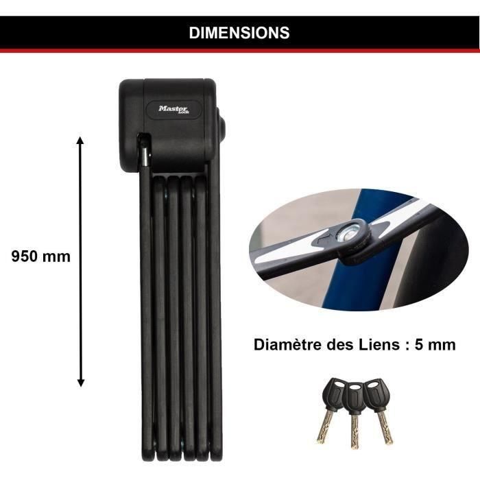 Master Lock 8333EURDPRO Candado Plegable para Bicicleta de Acero Endurecido, con 3 Llaves, Soporte y Certificado de Seguridad 5 Master Lock 8333EURDPRO Candado Plegable para Bicicleta de Acero Endurecido, con 3 Llaves, Soporte y Certificado de Seguridad 5