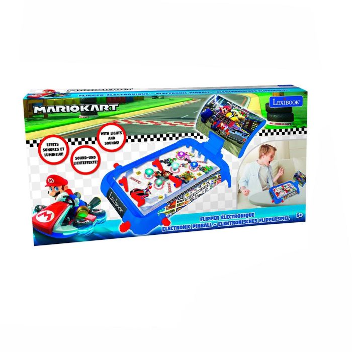 Lexibook Jg610Ni Pinball Electrónico Mario Kart Nintendo, Juego de Mesa con Luces y Sonidos, Edad +5 Años 2