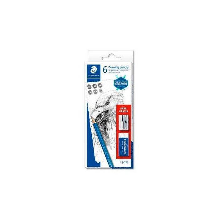 Staedtler Set De Dibujo - 6 Lápices Mars Lumograph 100 Grados Surtidos + Goma + Afilalápiz Metálico Staedtler Set De Dibujo - 6 Lápices Mars Lumograph 100 Grados Surtidos + Goma + Afilalápiz Metálico