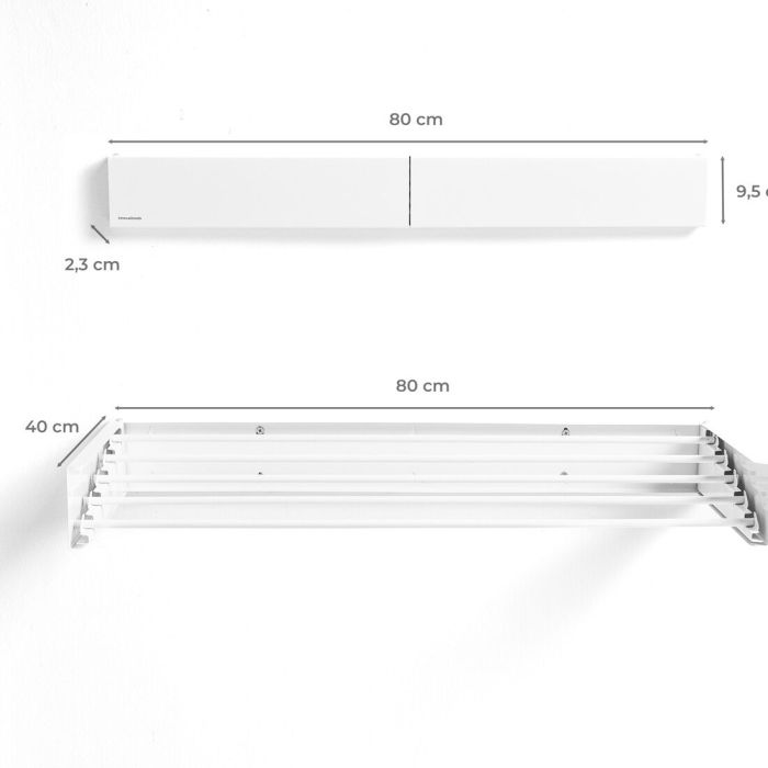Tendedero de Pared Plegable Extensible Retráctil Dryva 80 InnovaGoods 5 Tendedero de Pared Plegable Extensible Retráctil Dryva 80 InnovaGoods 5