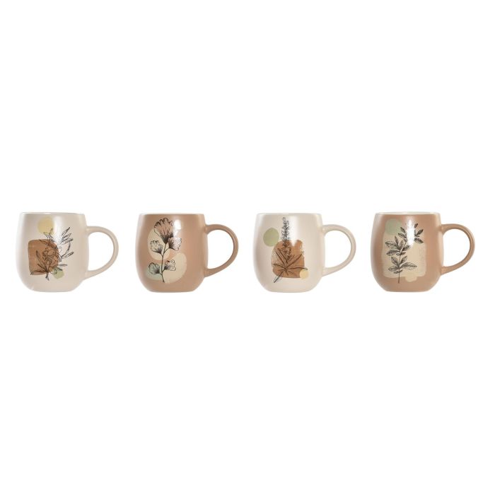 Mug Cottage DKD Home Decor Beige Marron Claro 8.5 x 10 x 13 cm (12 Unidades)