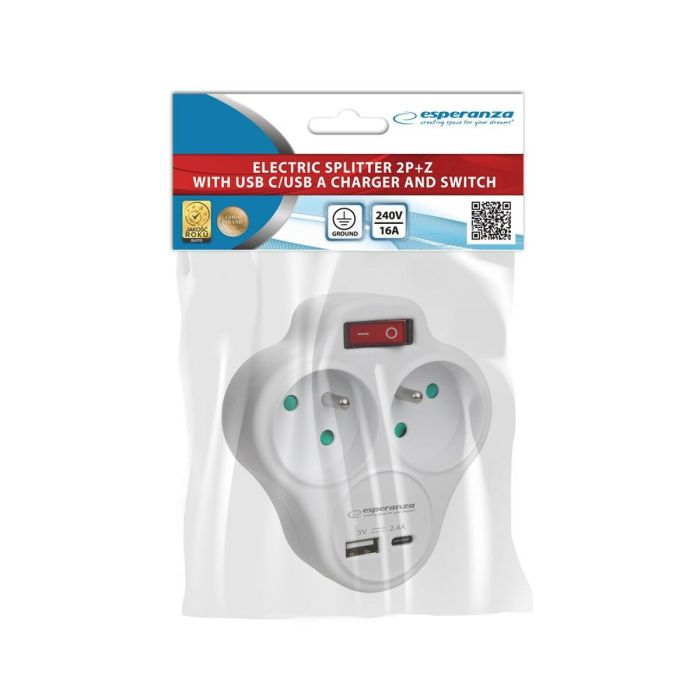 Ladrón de enchufe Esperanza ELK311W 2 Enchufes 4 Ladrón de enchufe Esperanza ELK311W 2 Enchufes 4
