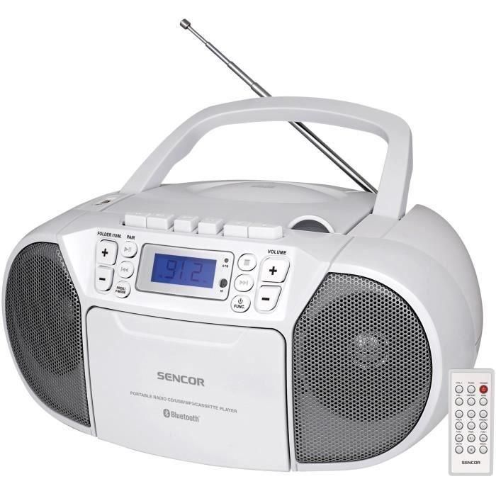 Reproductor de CD/casete - SENCOR - SPT 3907 W - 4 W - Bluetooth - Blanco