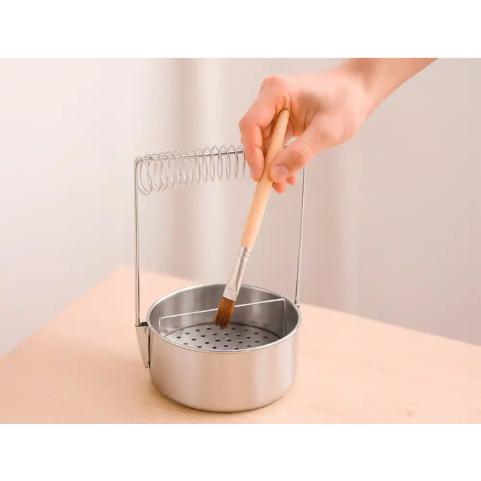 Liderpapel Limpiador con Soporte para Brochas y Pinceles de Aluminio 18x10,5 cm 5