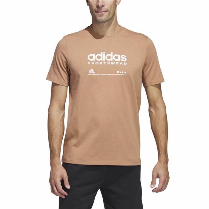 Camiseta de Manga Corta Hombre Adidas Lounge Marrón 5