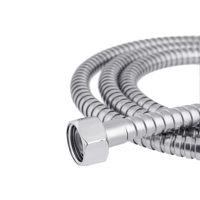 Teléfono de ducha redondo con difusor y manguera 2m Berilo - 15.8x28.2x6 cm, metal, plata (12 Unidades) 3 Teléfono de ducha redondo con difusor y manguera 2m Berilo - 15.8x28.2x6 cm, metal, plata (12 Unidades) 3