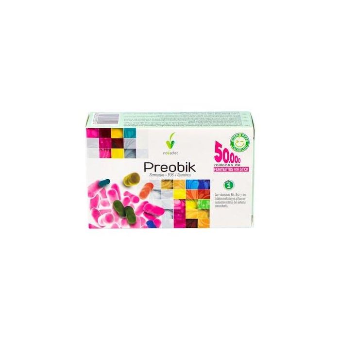 NOVADIET Preobik 10 Sticks - Probióticos con Vitaminas B para Flora Intestinal y Sistema Inmunitario