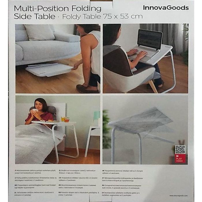 Mesa Plegable Auxiliar Multiposición Foldy Table InnovaGoods 14 Mesa Plegable Auxiliar Multiposición Foldy Table InnovaGoods 14