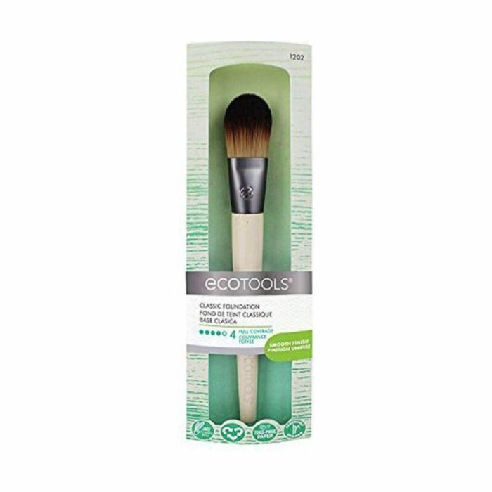 Ecotools Brocha de Maquillaje FOUNDATION Classic para Base Líquida, Cobertura Uniforme, No Absorbe Producto, Ecológica, 1 ud 1