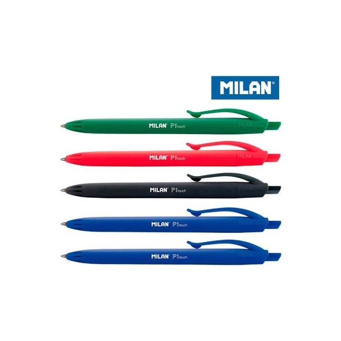 Milan Bolígrafo P1 Retractil Touch 1 mm Blister 5 Unidades Colores Surtidos