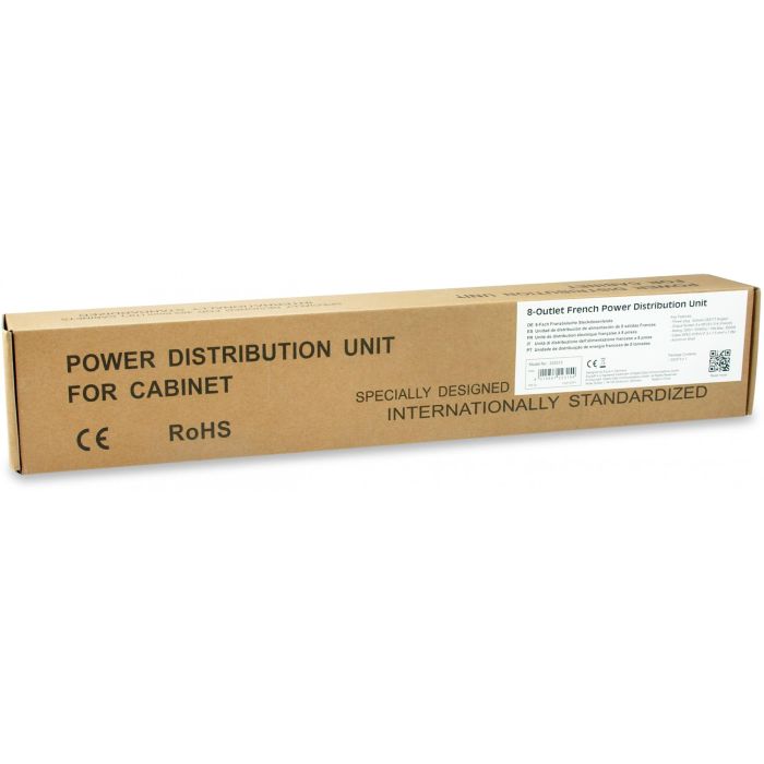 EQUIP 333313 Regleta PDU Básica 1U Horizontal Aluminio Negro Plata 8 Salidas AC Tipo E/F 1.8m Cable 1