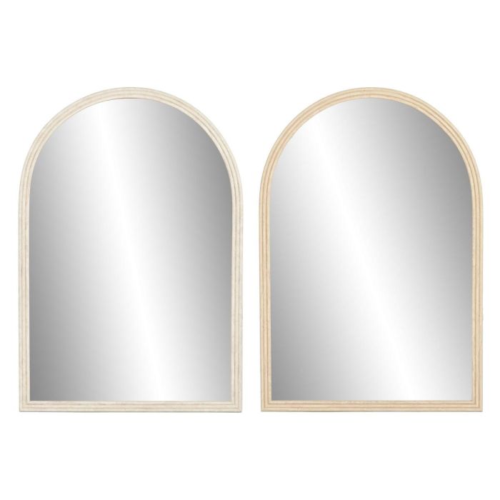 Espejo de pared Home ESPRIT Beige Natural Scandi (2 Unidades)