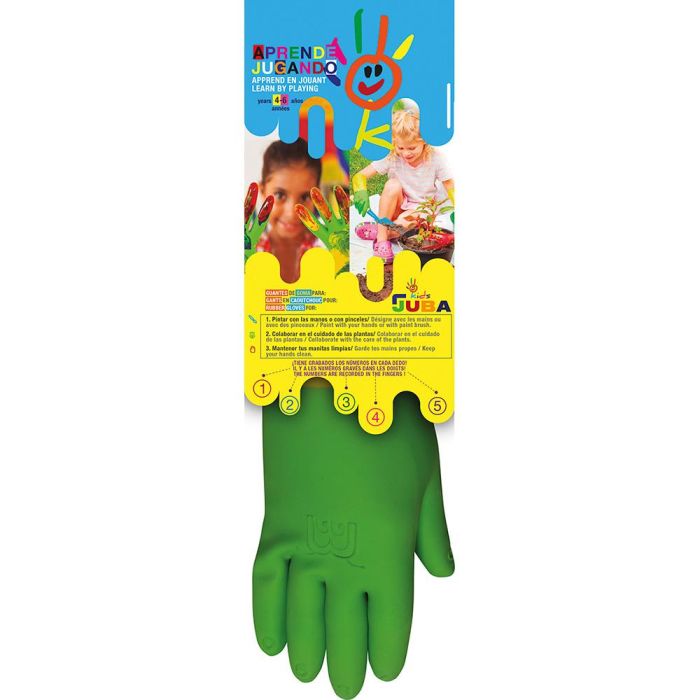 Juba Guante Infantil Jardinería Látex Natural Talla 4 Años Amarillo y Verde | Para Labores de Jardín y Tareas Domésticas Juba Guante Infantil Jardinería Látex Natural Talla 4 Años Amarillo y Verde | Para Labores de Jardín y Tareas Domésticas