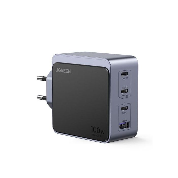 Ugreen 35043 Nexode S 100W Cargador Rápido GaN Gris con 4 Puertos USB para Portátil, Móvil, Tablet