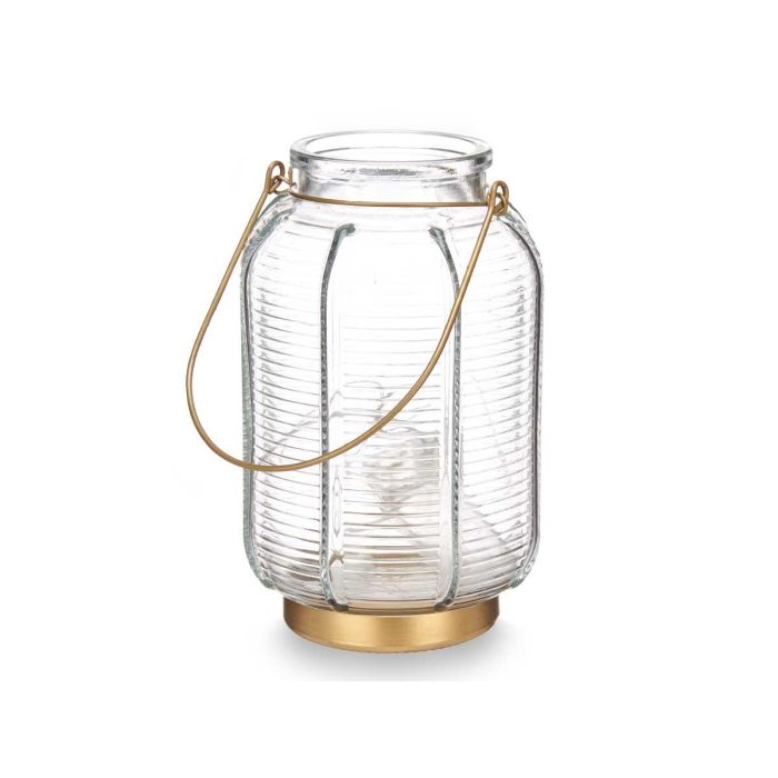 Farol LED Rayas Alto Transparente Giftdecor 14x22x14 cm, Vidrio, Oro, 20LED (6 Unidades) 1 Farol LED Rayas Alto Transparente Giftdecor 14x22x14 cm, Vidrio, Oro, 20LED (6 Unidades) 1