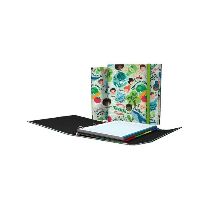 Grafoplás Carpeplús 4 Anillas Mixtas D25 Revolution Green 4 Separadores C-Recambio 100H A4 Cartón Plastificado Grafoplás Carpeplús 4 Anillas Mixtas D25 Revolution Green 4 Separadores C-Recambio 100H A4 Cartón Plastificado