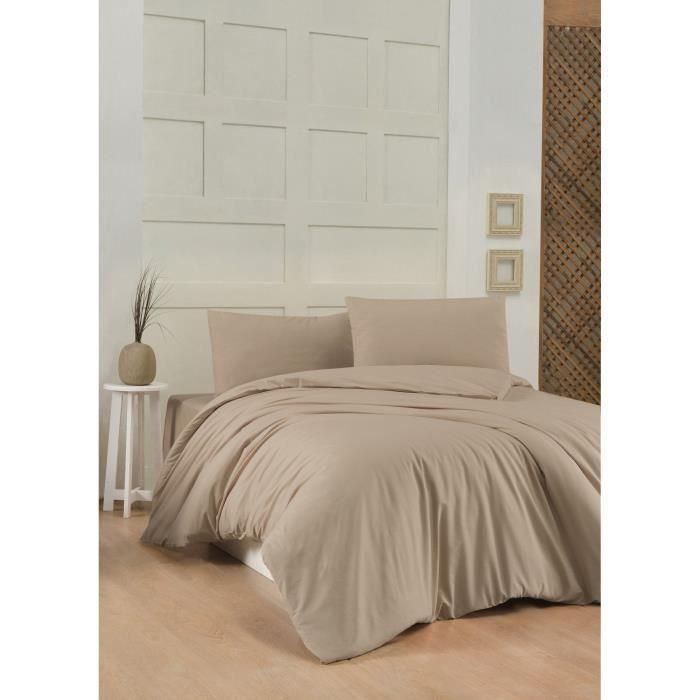Juego de Cama ASI8684282553878 - Funda Nórdica 220x240 cm + 2 Fundas Almohada 60x60 cm - 100% Algodón Reforzado Beige 1